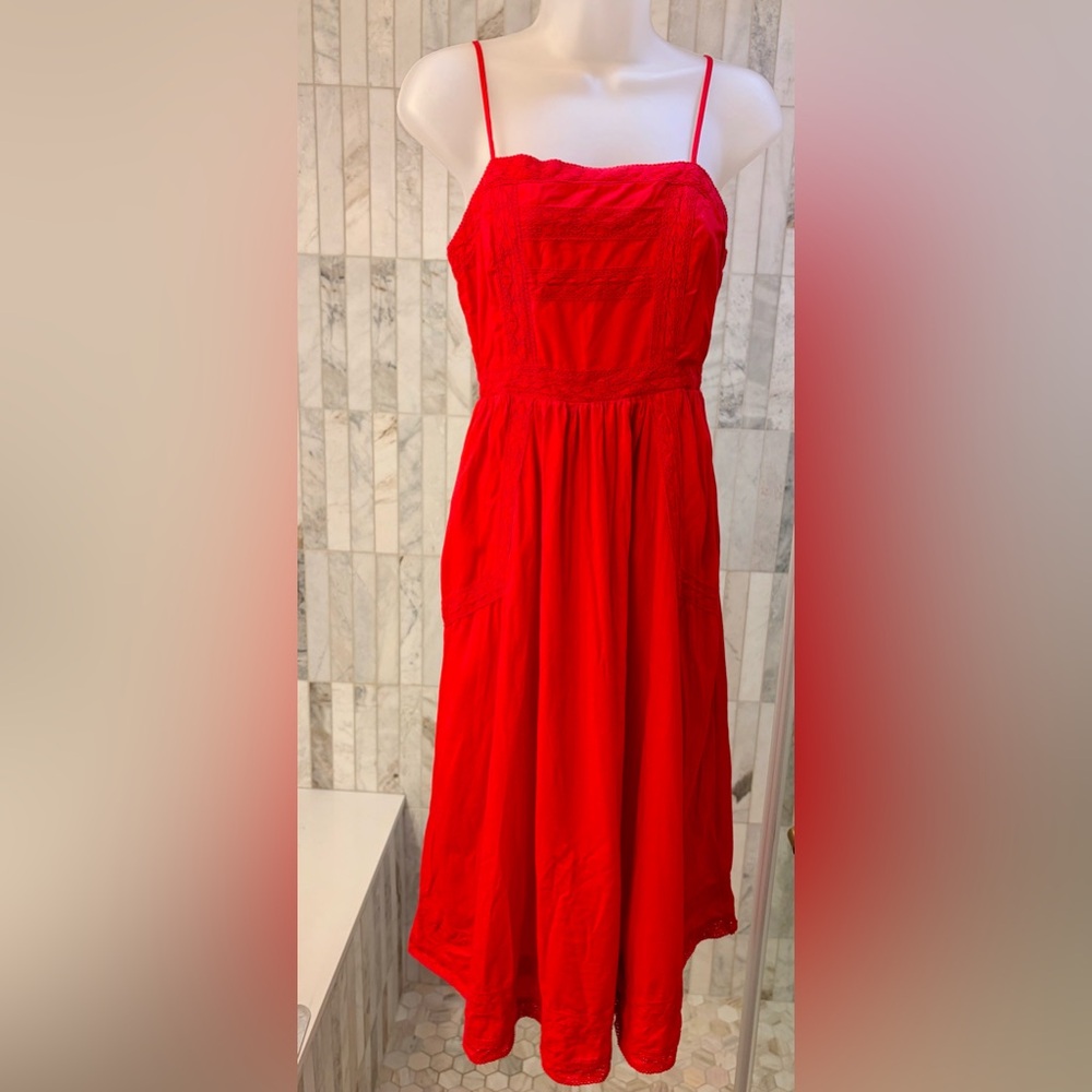 BP Red Lace Trim Midi Dress